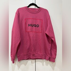 NEW HUGO Boss Duragol222 Men's Big Square Crew Neck Logo Sweatshirt Sz Large